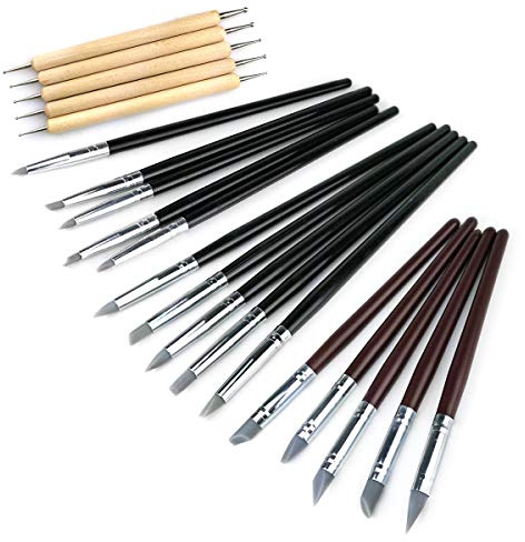 Hamineler 20Pcs Silicone Clay Sculpting Tool Clay Shaping Modeling Wipe Out Tools, Modeling Dotting Tool Pottery Sculpture Carving Tools