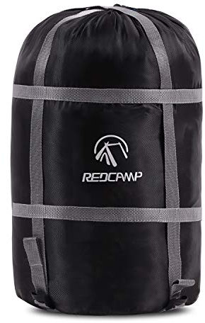 REDCAMP 15/25/35L Nylon Compression Stuff Sack for Sleeping Bag, Lightweight Compact Compression Bag for Camping Outdoor Hiking Backpacking Travelling, Black (Black XXL-heavy duty)