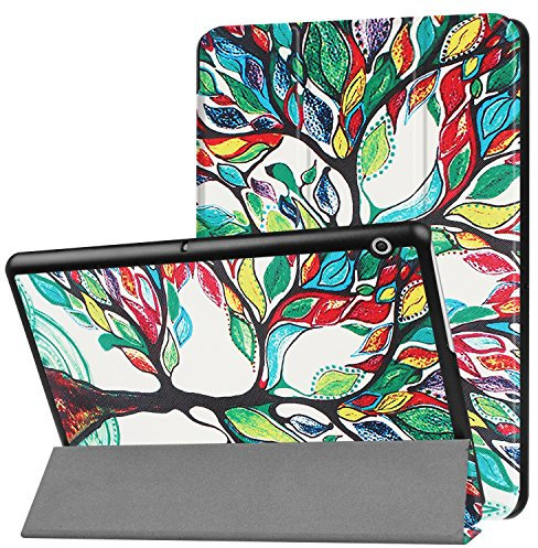 FanTing Huawei MediaPad T3 10.0 Cover, Ultrasottile Custodia in Pelle PU, con Stand per Huawei MediaPad T3 10.0 -Albero