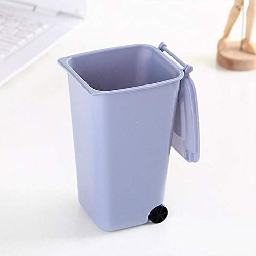 Plastic 4 Color Waste Bins Pen Dustbin Wheelie Trash Can Creative Household Mini Trash Desk Paper Kitchen Storage Can Brush Pot,blue