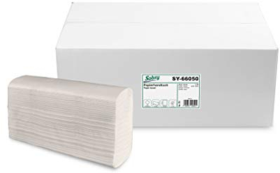 Sobsy ® Recycling Papierhandtücher Z-Interfold, 2-lagig, 20,5x24 cm auf 8cm gefaltet, 3750 Blatt – Hochwertige Papiertücher 100% Recyclingpapier Einweg Papier für Spender – geprägt, weiß