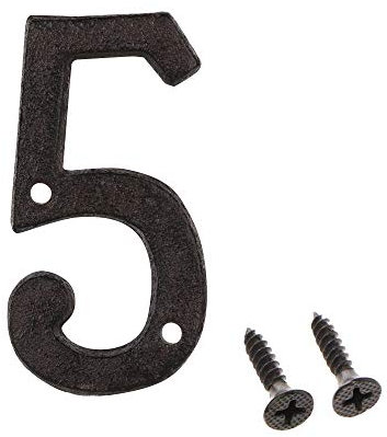 Numeri civici e lettere in ferro, numero civico vintage in ghisa, numero di cancello in metallo massiccio, viti abbinate incluse, numero 5
