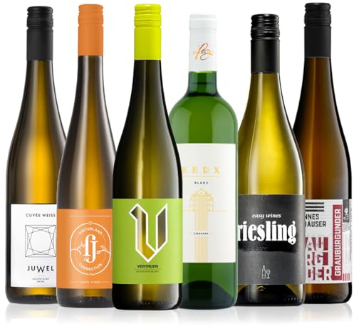 GEILE WEINE Weinpaket Weißwein (6 x 0,75) Probierpaket mit Weisswein von Winzern aus Deutschland, Frankreich & Italien