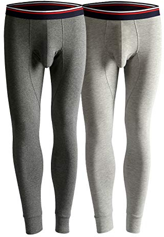 Ouruikia Herren Thermounterwäsche Hose Thermohose Lange Unterhose mit separatem Beutel, Hellgrau/Dunkelgrau, Mittel