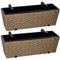 STILISTA® 2er Polyrattan Blumenkasten Set 60 x 16 x 19 cm inkl. Verstellbarer Aufhängung und herausnehmbarem Kunststoffeinsatz, in 4 unterschiedlichen Farben, Creme