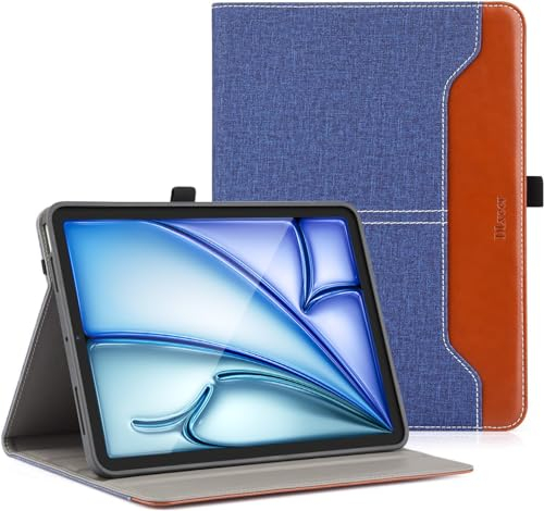 Dlveer Case for iPad Air 2024 M2 Air 6 11, Air 5/Air 4 10.9 Case,Leather Cover for iPad Air 6th/5th/4th Generation with Auto Wake/Sleep Function/Soft Tpu Case/Pocket/Multiple Angles,Blue