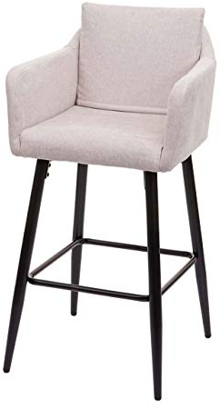 Barhocker HWC-H93, Barstuhl Tresenhocker, Fußablage Metall - Stoff/Textil Creme-beige