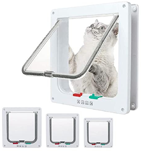 EGETOTA Cat Door Flap Extra Large (Outer Size 11 x 9.8), 4 Way Locking for Interior Exterior Doors, Weatherproof Pet Door for Cats Doggie Kitties & Kittens, Easy Installation