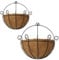 RNSUNH 2 Stück Metall-Wandbehang Pflanzkorb mit Kokosauskleidung, halbrunder Draht, Blumentöpfe, Aufhänger für drinnen und draußen, Garten, Veranda-Dekor (S,L).