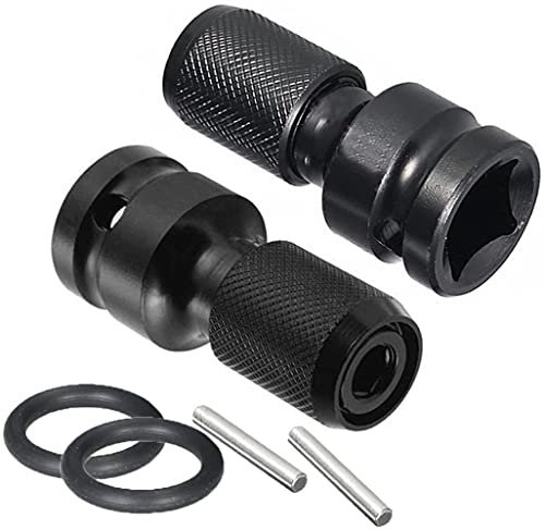 2PCS 1/2 inch Square Drive to 1/4 inch Hex Socket Adapter Converter Chuck Adaptor for Air and Electric Impact Wrench Impact Drill Ratchet Wrenches (2PCS)