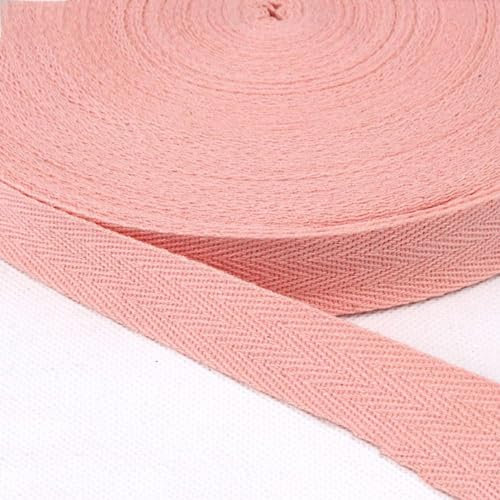 Baumwolle Schrägband,50 Yards x 20mm Einfassband Köperband Nahtband Baumwollband Textilband Fischgrätenband Köperband Wimpelband Twillband Webbing Band für Schneidern DIY-Nähen Basteln,Altes Rosa