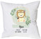 minimutz Kissen zur Geburt mit Namen personalisiert | Motiv Löwe Indianer Boho mit Geburtsdaten 40 x 40 cm | Geschenk Geburt Taufe für Jungen & Mädchen | Deko-Kissen für Baby-Zimmer (weiß/seegrün)