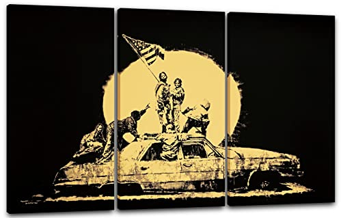 Printistico Leinwandbild Amerika USA, Street-Art Banksy - Moderner Kunstdruck, Wohnzimmer, Inneneinrichtung Deko
