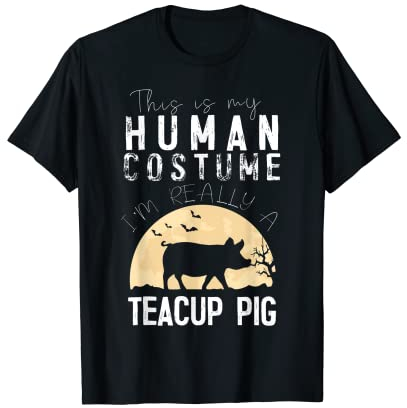 Halloween Human Costume Teacup Pig Creepy Horror T-Shirt