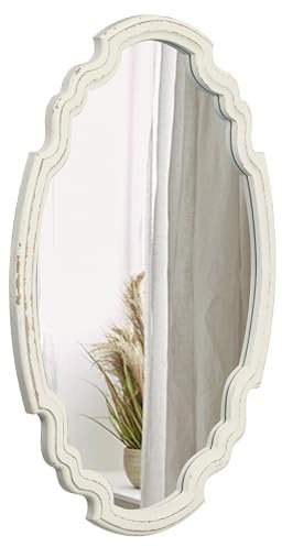 Sintosin Ovaler Vintage-Spiegel für Wanddekoration, Wohnzimmer, 40,6 x 58,4 cm, hängend, verziert, Holz, rustikale Wandspiegel für kleine Badezimmer, Eingangsbereich