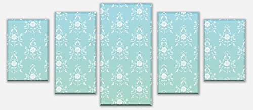 wandmotiv24 Leinwandbild Barock Türkis Muster Variante 4-100 x 45cm Bilder auf Leinwand, Wandbild M0124
