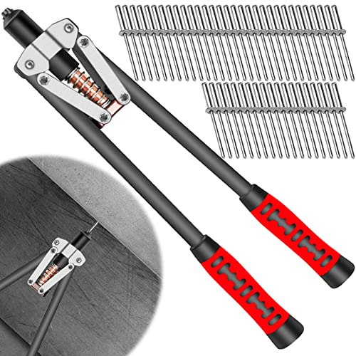 Acboor Remachadora, 17 Remachadora Manual Set que incluye 100 Remaches 2,4|3,2|4,0|4,8 mm Alicates para Remaches Manuales Profesionales para Remaches Acero Inoxidable y Aluminio