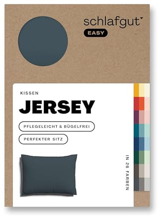 Schlafgut Easy Jersey Kissenbezug 40x60 cm Grey Deep mit 100% Baumwolle, superweicher & atmungsaktiver Kopfkissenbezug