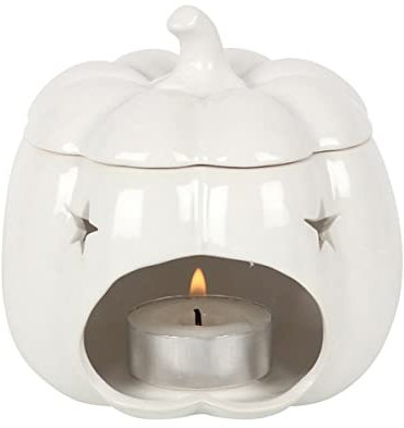 Horror-Shop Weißer Kürbis Jack-O-Lantern als Duftlampe für Halloween
