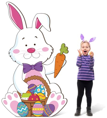ReliThick Großer Osterhase aus Karton, stehend, 152 cm hoch, Hase, Pappaufsteller für Ostern, Party, Hof, Heimdekoration, Oster-Foto-Op Supplies