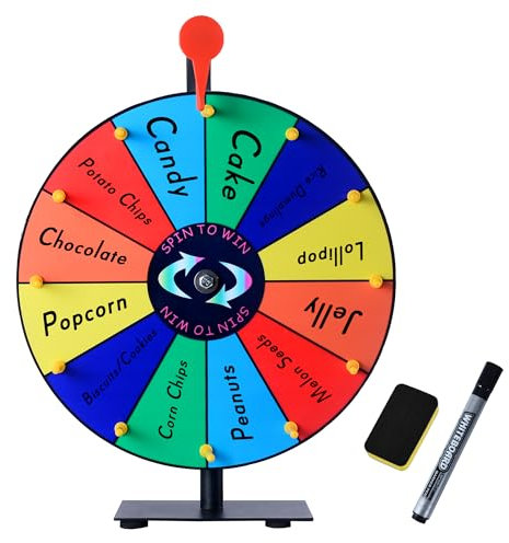 LRMBKM Preisrad mit 12 Fächern, 30,5 cm (12 Zoll) Preisdreher, mit Ständer und robuster Basis, Ruleta de Premios – drehen Sie das Rad für Glücks-Spinning-Spiele, Karneval und Verlobungspartys, Messen.