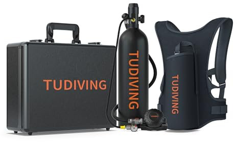 Réservoir de plongée sous-Marine TUDIVING-2L avec 25-30 Minutes de Respiration, Cylindre de plongée sous-Marine Portable, équipement de plongée (S700Plus A1 Black)
