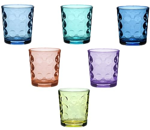 COSE DA CASA Set 6 bicchieri colorati in vetro 37cl eleganti stilemoderno per tavola cucina multicolore primavera estate bibita succo di frutta