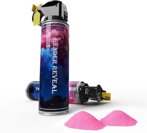 200g Gender Reveal KonfettiKanone Poppers, Gender Reveal Rauchbombe, 100% Biologisch Abbaubare Babyparty Sicher Pulverrauch, Partyzubehör für Jungen Mädchen (100g pro Flasche Rosa)