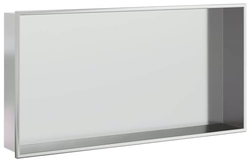 vidaXL Niche de Douche argenté brossé 62x32x9 cm Acier Inoxydable, Niche de Salle de Bain, étagère de Douche intégrée, Niche Murale de Toilette
