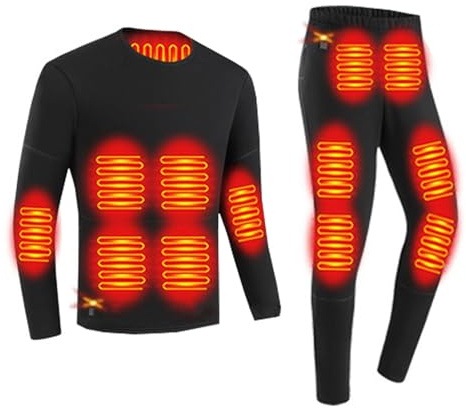 Yahbrra sous Vêtements Chauffants, sous Vêtements Thermiques Chauffants Électriques pour Hommes et Femmes, 28 Zones Chauffage, N'inclut Pas La Banque d'alimentation(Black,L)