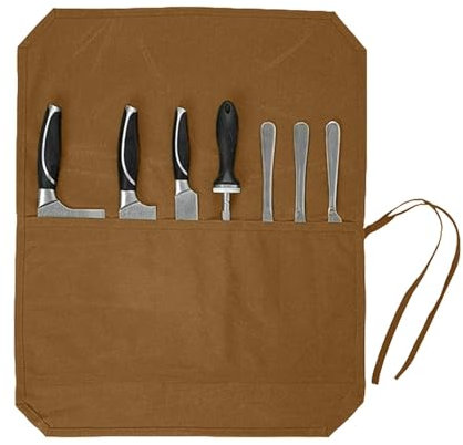 ccuzs Borsa porta coltelli arrotolabile - Portacoltelli multiuso Roll Bag - Borse per coltelli con tracolla regolabile con 7 fessure per chef, custodia per coltelli resistenti per utensili da cucina