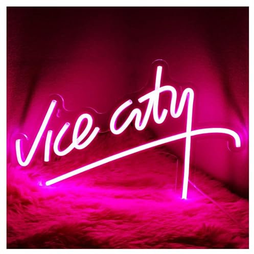 BYAMBD Lettres colorées Intérieur Luminaires Panneau Néon Vice City Pour Décoration Murale, Lumière LED USB Pour Chambre À Coucher, Caverne D'homme, Salle De Jeux, 39.6cmx24.9cm
