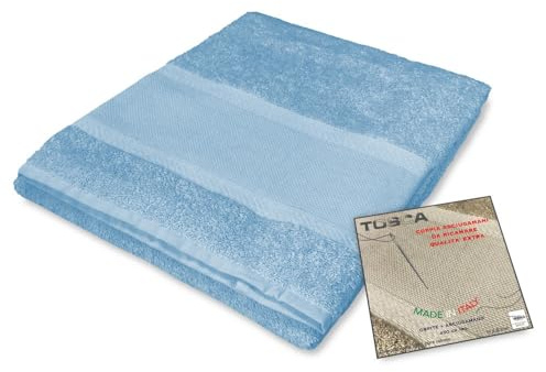 Tex family Set Asciugamani Personalizzati con Nome Tosca © in Spugna di Cotone 100% Ricamati 1+1 Viso e Ospite - Azzurro