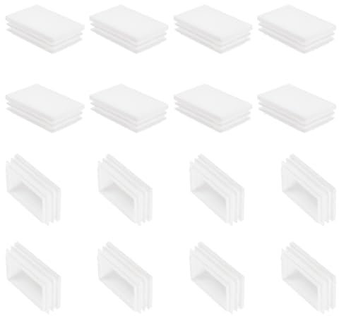 PATIKIL Rechteckiger Kunststoffstopfen, 16 Stück 2,4 x 1,6/60 x 40mm Rohrstopfen Kunststoffkappe für Rechteckrohre Stuhlbeine Möbel Metallrohr-Hardware-Stopfen Zäune, Weiß