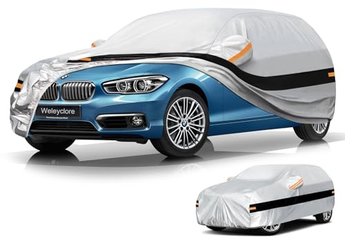 Weleyclore Hatchback Car Cover Waterproof Breathable,Outdoor Car Covers.Rain Snow UV Dust Protection.Custom Fit for BMW 1 Series,Ford Focus,VW Golf,Seat Leon,Hyundai i30,Citroen C4,etc B2