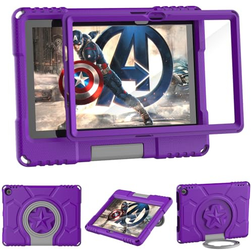 Mansiruyi Tablet Case for 10.1inch Tablets, Not Fits iPad TCL 10.1 inch Tablets, Shockproof Screen Protector Case with Handle Stand - Purple