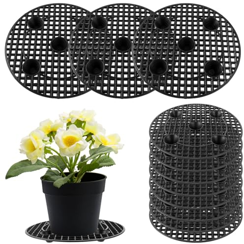 Oungy 10 Stück Drainmaster 20cm, Pflanzen Untersetzer Drainagegitter Kunststoff Topfuntersetzer Gitter Pflanzen Rund, Pflanzenuntersetzer Topfpflanzenständer Blumentopf für Lnnen-balkon Outdoor Garten