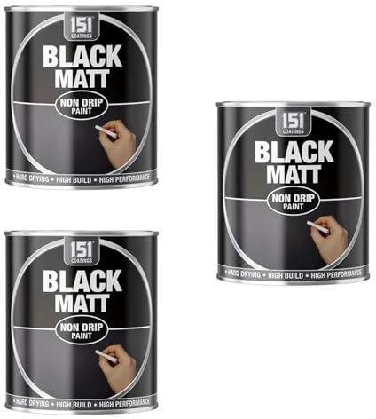 PNJB Non-Drip Black Matt Paint, Interior & Exterior, Hard-Drying, High Performance, Mess-Free Application, Ideal For Wood, Metal,300ml (3PCS)