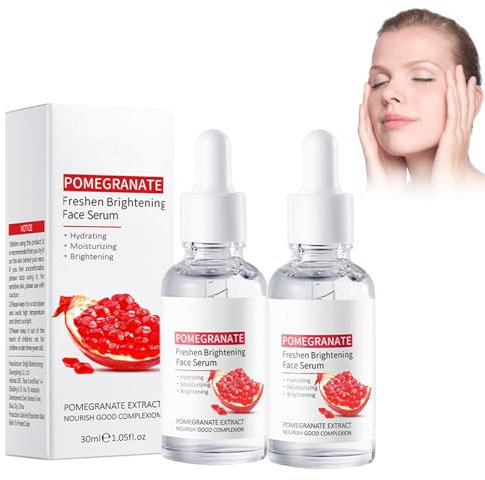 2PCS Equilibra Viso, Estratto di melograno Siero Viso Anti-Aging, Antirughe a Base per Pelli Sensibili, Leviga e Illumina, Niacinamide - Siero sbiancante, Contrasta i Segni del Tempo, 30 ml