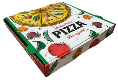 NoblesBox Pizza Box mit Deckel | Pizzakarton 24x24x4 cm | Stabile Pizzabox aus Karton | Pizza Kartons für Lieferservice & Pizzeria | Pizza Boxes in Weiß | 50 Stück Großpackung