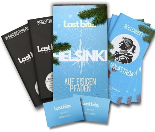 LAST BITE Krimidinner für Zuhause | 6 bis 8 Personen | Auf eisigen Pfaden Helsinki | Spannendes Krimi Dinner Spiel ab 16 Jahren | 6-8 Spieler | Mörderische Dinnerparty (6-8 Personen)