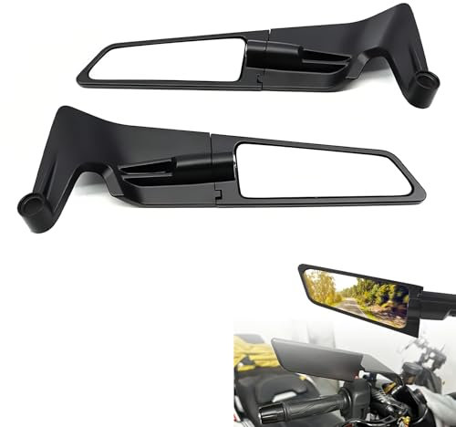Spiegel Motorrad, Motorrad Spiegels unten mit 360°-Drehgelenk – Robuste Aluminium-Stealth-Spiegel für Z650/Z900/Z1000, MT-07/MT-09, Duke 390/790/1290, X-Max & weitere Top-Modelle (L)