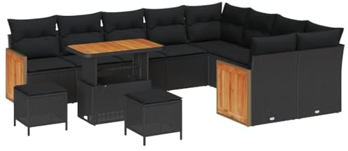 vidaXL Gartensofa-Set 12 STK. 11-Sitzanzahl Schwarz