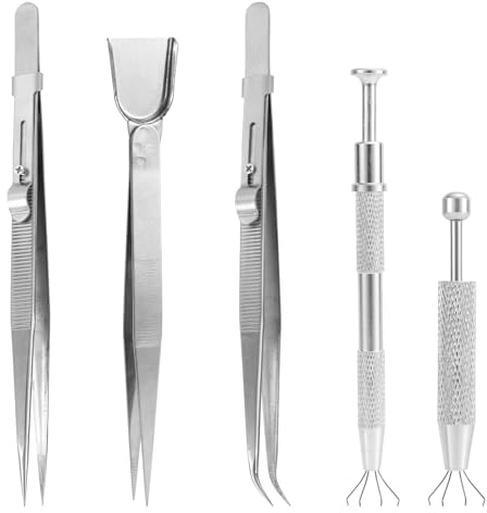 lasuroa 5stk Streusel-Werkzeuge für Kuchen-Dekoration, Metall 4-Klauen Streusel-Stift Piercing-Kugel-Halter Schmuck-Greifer & Pinzette Mit Schaufelkopf für Backen Kekse Cupcake-Dekoration
