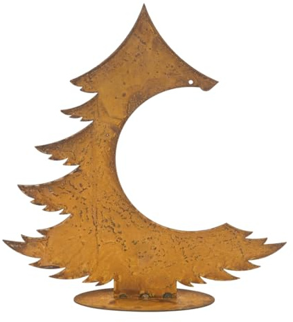 itsisa Gartendeko Tanne Weihnachtsbaum mit Aussparung für Baumschmuck H:30,5 cm im Rost Design - Tannenbaum Winter, Rostfigur für den Garten, Deko Weihnachten, Metalldeko