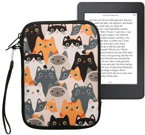kwmobile Custodia Universale per eReader - Copertina in Neoprene arancione/nero/bianco con Chiusura a Zip - Misura 17 x 12 x 2 cm - Astuccio portatablet