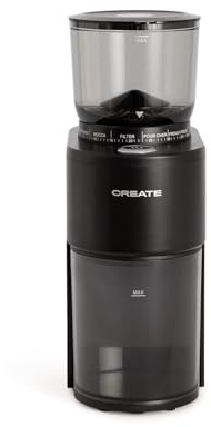 CREATE/COFFEE GRINDER STUDIO PRO/Molinillo de café con depósito negro/Capacidad de hasta 150g, 38 niveles de molienda, sistema de seguridad, 200W