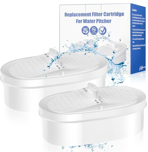 Lot de 2 Filtres à Eau WD-PF-01A Plus pour Tous les Systèmes de Filtration de Carafe d'eau, Cartouches de Filtre à Eau de Rechange Compatibles avec Water Drop WD-PF-01A Plus Réduit le PFOA/PFOS Chlore