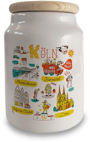 speecheese Köln Wimmelbild Keksdose mit lustigem Design, ideales Souvenir für Köln-Liebhaber