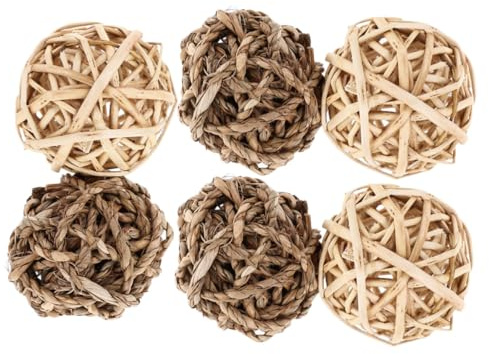 NUOBESTY 6stücke Grasball Zum Kauen Für Kaninchen Chinchillas Und Kleintiere Naturgras Zum Aufhängen Futter-Such-Spielzeug Für Drinnen Ersatz Für Kauspielzeug Zur Zahnpflege